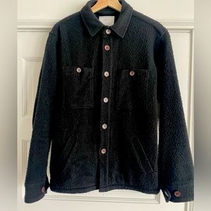 Percival Black Sherpa Button Up Overshirt Medium